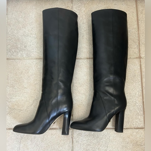 Diane von Furstenberg DVF Gladyss Black Real Leather Knee High Boots size 7.5 - Picture 4 of 9